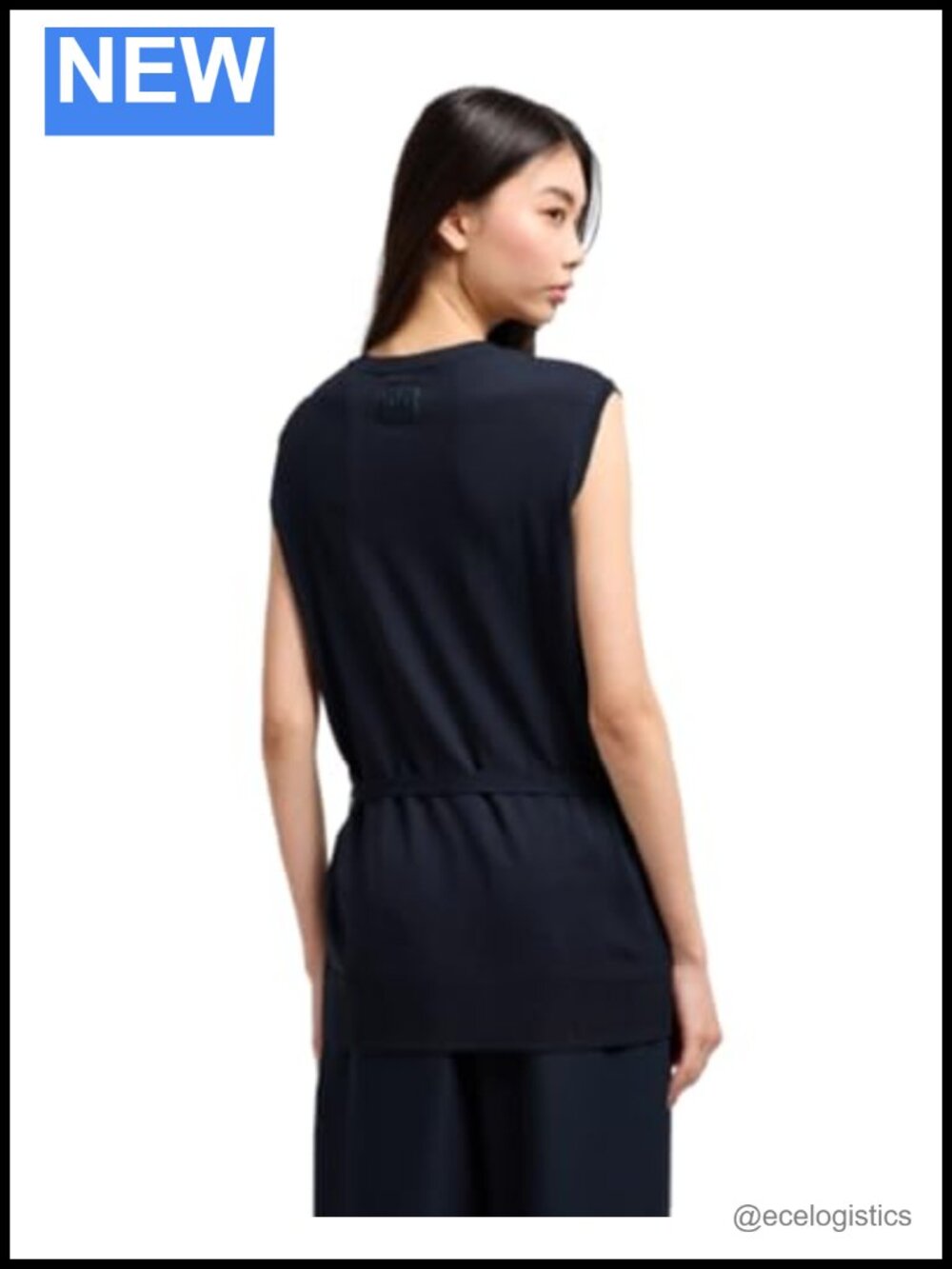 Knit Waist Tie Sleeveless Pullover Top Viscose Blend